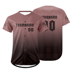 Camiseta de béisbol personalizada en marrón claro y marrón oscuro con degradado uniformes de equipo personalizados con nombre y número