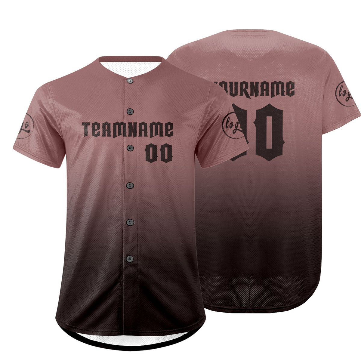 Camiseta de béisbol personalizada en marrón claro y marrón oscuro con degradado uniformes de equipo personalizados con nombre y número