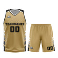 Uniforme de baloncesto personalizado en marrón y negro con tu logotipo-nombre y número impresos
