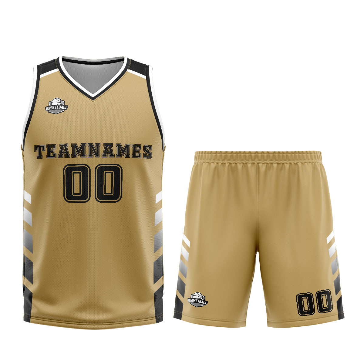 Uniforme de baloncesto personalizado en marrón y negro con tu logotipo-nombre y número impresos