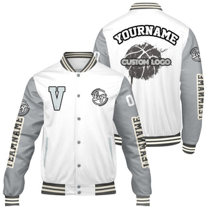 Chaquetas universitarias blancas y grises personalizadas para hombres & mujeres y jóvenes & Chaquetas Letterman personalizadas