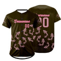 Camiseta de béisbol personalizada en verde oliva y rosa claro con degradado uniformes de equipo personalizados con nombre y número