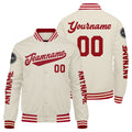 Chaquetas universitarias personalizadas de color rojo crema para hombres & mujeres y jóvenes & Chaquetas Letterman personalizadas