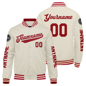 Chaquetas universitarias personalizadas de color rojo crema para hombres & mujeres y jóvenes & Chaquetas Letterman personalizadas