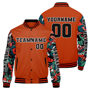 Chaquetas universitarias naranjas personalizadas para hombres & mujeres y jóvenes & Chaquetas Letterman personalizadas