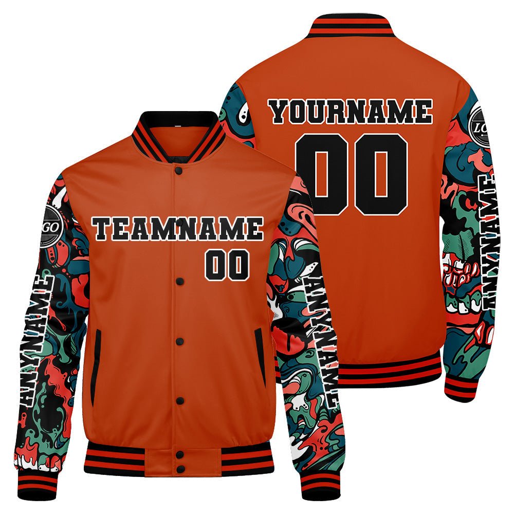 Chaquetas universitarias naranjas personalizadas para hombres & mujeres y jóvenes & Chaquetas Letterman personalizadas