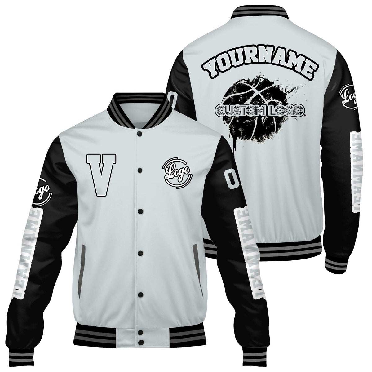 Chaquetas universitarias personalizadas en gris y negro para hombres & mujeres y jóvenes & Chaquetas Letterman personalizadas
