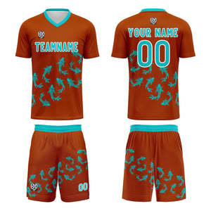 Conjunto personalizado de camiseta de fútbol naranja para niños y adultos