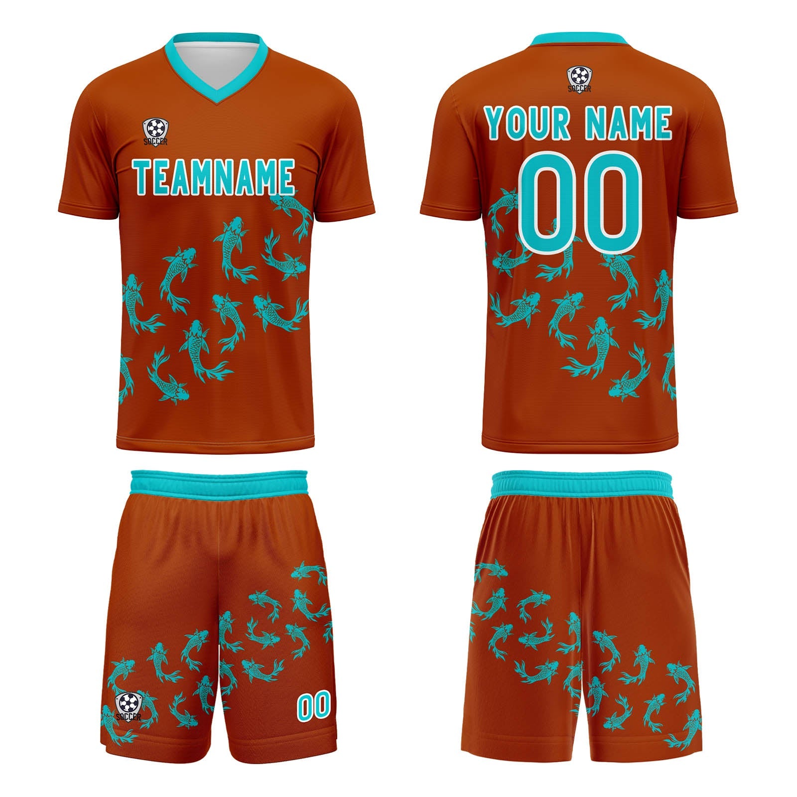 Conjunto personalizado de camiseta de fútbol naranja para niños y adultos