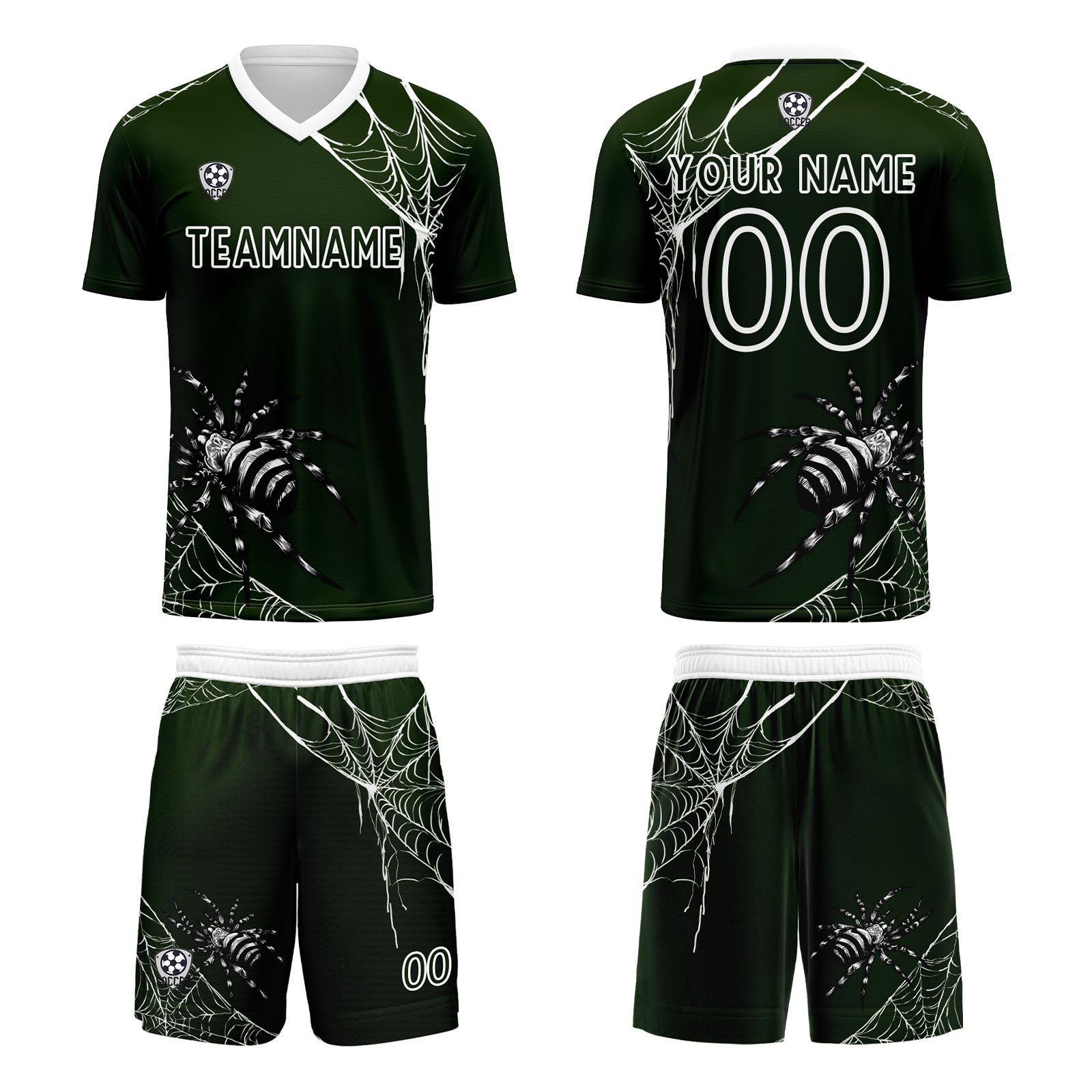 Conjunto personalizado de camiseta de fútbol verde para niños y adultos