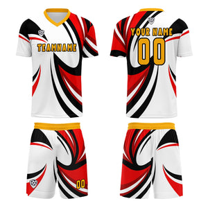 Conjunto personalizado de camiseta de uniforme blanca y roja para niños y adultos