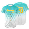 Camiseta de béisbol personalizada azul y blanca de Lakes uniforme de equipo con degradado personalizado nombre y número