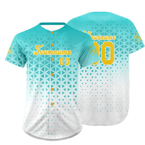 Camiseta de béisbol personalizada azul y blanca de Lakes uniforme de equipo con degradado personalizado nombre y número