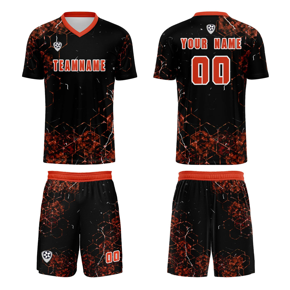 Conjunto personalizado de camiseta de uniforme naranja para niños y adultos