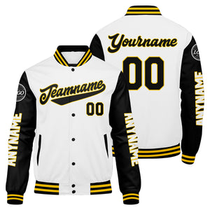 Chaquetas universitarias personalizadas negras y naranjas para hombres & mujeres y jóvenes & Chaquetas Letterman personalizadas