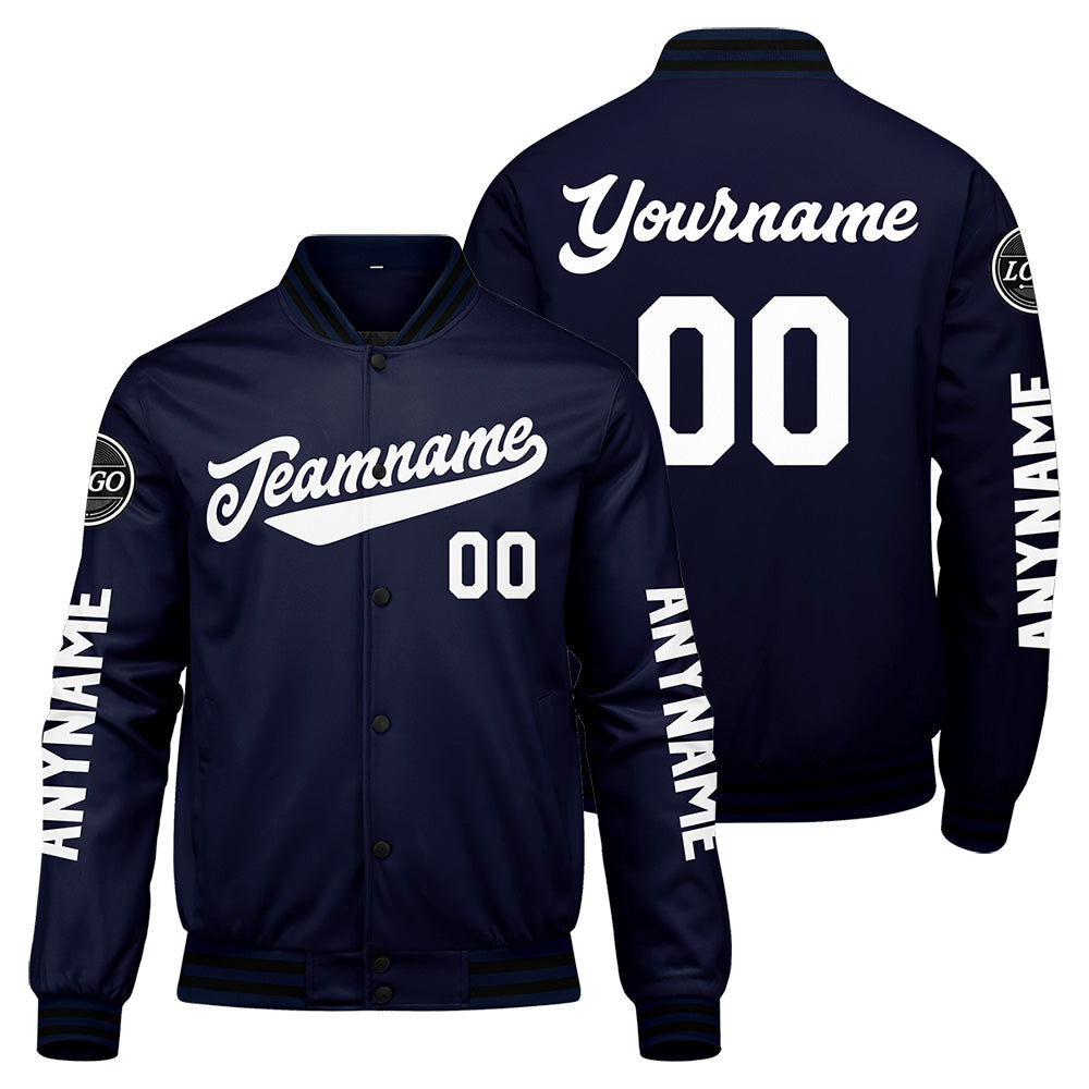 Chaquetas universitarias azul marino personalizadas para hombres & mujeres y jóvenes & Chaquetas Letterman personalizadas