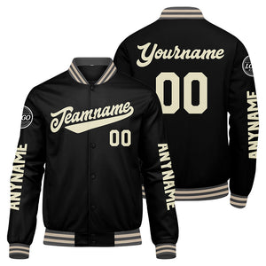 Chaquetas universitarias personalizadas en gris & negro y crema para hombres & mujeres y jóvenes & Chaquetas Letterman personalizadas