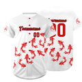 Camiseta de béisbol personalizada blanca y roja con degradado uniformes de equipo con nombre y número