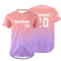 Camiseta de béisbol personalizada rosa claro-morada con degradado uniformes de equipo personalizados con nombre y número