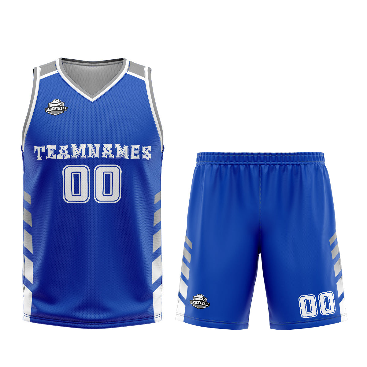 Uniforme de baloncesto personalizado azul grisáceo con tu logotipo-nombre y número impresos