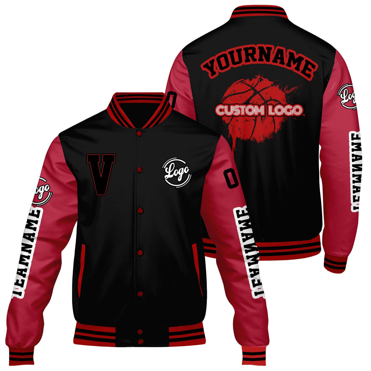 Chaquetas universitarias personalizadas negras y rojas para hombres & mujeres y jóvenes & Chaquetas Letterman personalizadas