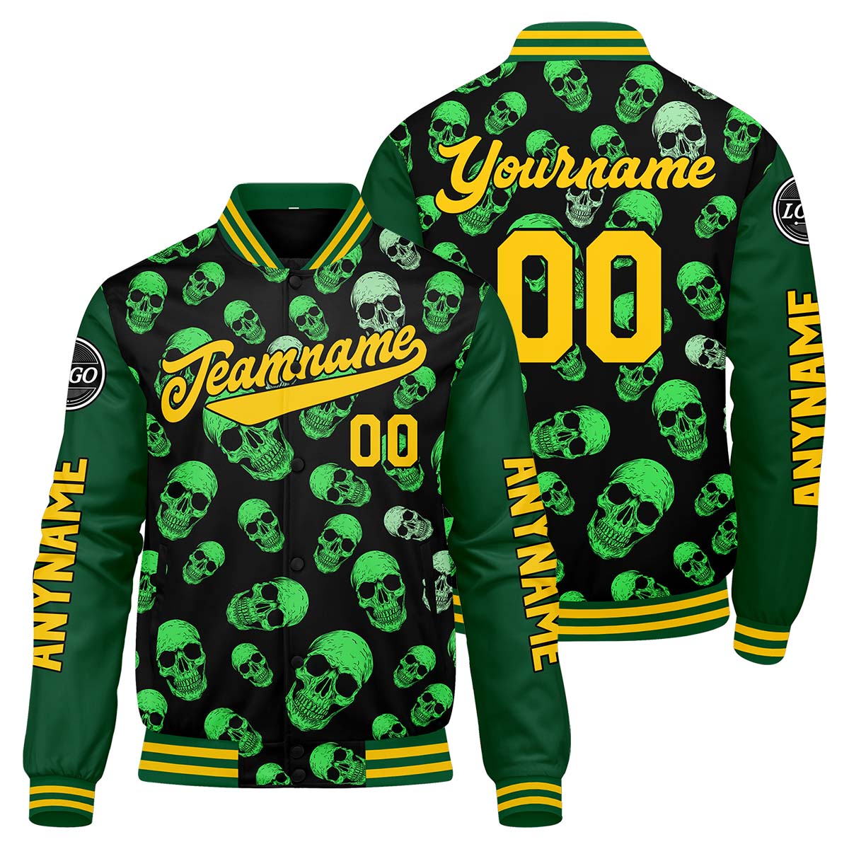 Chaquetas universitarias verdes personalizadas para hombres & mujeres y jóvenes & Chaquetas Letterman personalizadas