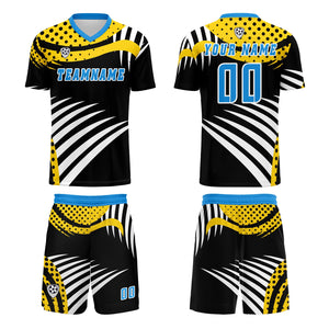 Conjunto personalizado de camiseta de uniforme amarilla y azul para niños y adultos