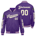 Chaquetas universitarias personalizadas color crema púrpura para hombres & mujeres y jóvenes & Chaquetas Letterman personalizadas
