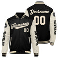 Chaquetas universitarias personalizadas en color negro y crema para hombres & mujeres y jóvenes & Chaquetas Letterman personalizadas