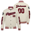 Chaquetas universitarias personalizadas color crema carmesí para hombres & mujeres y jóvenes & Chaquetas Letterman personalizadas