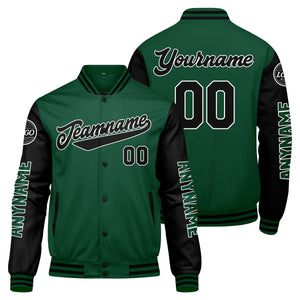 Chaquetas universitarias personalizadas en verde y negro para hombres & mujeres y jóvenes & Chaquetas Letterman personalizadas