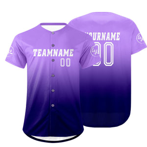 Camiseta de béisbol morada oscura personalizada con degradado uniformes de equipo personalizados con nombre y número