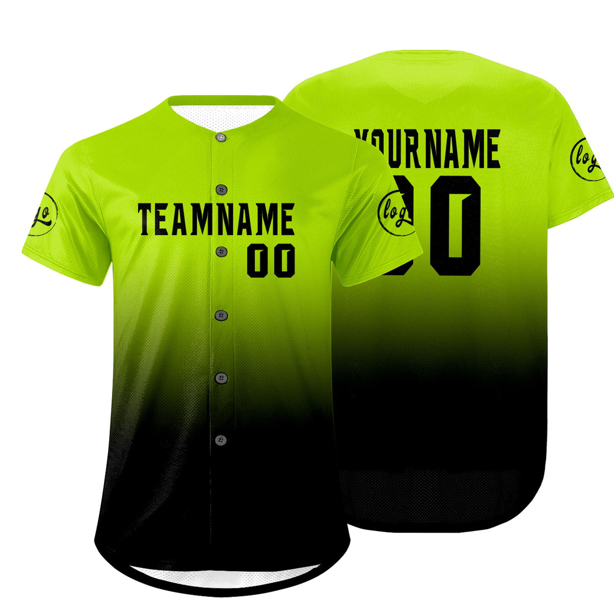 Camiseta de béisbol personalizada en cian brillante y negro con degradado uniformes de equipo personalizados con nombre y número