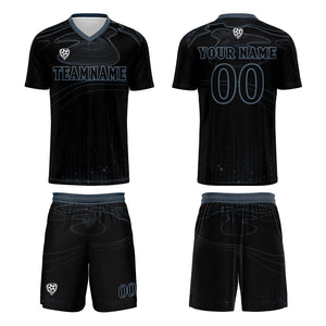 Conjunto personalizado de camiseta de fútbol Black Haze Blue para niños y adultos