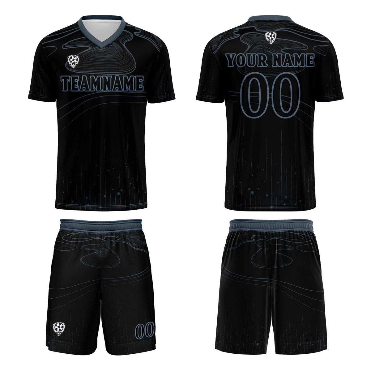 Conjunto personalizado de camiseta de fútbol Black Haze Blue para niños y adultos