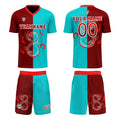 Conjunto personalizado de camiseta & uniforme rojo y azul para niños y adultos