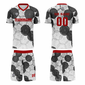Conjunto personalizado de camiseta de uniforme blanca & roja y gris para niños y adultos