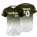 Camiseta de béisbol personalizada verde y blanca con degradado uniformes de equipo con nombre y número