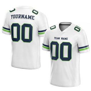 customized authentic football jersey white black -green mesh