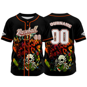 Camiseta de béisbol negra personalizada con botones para hombre mujer adulto y joven Nombre número y logotipo impresos