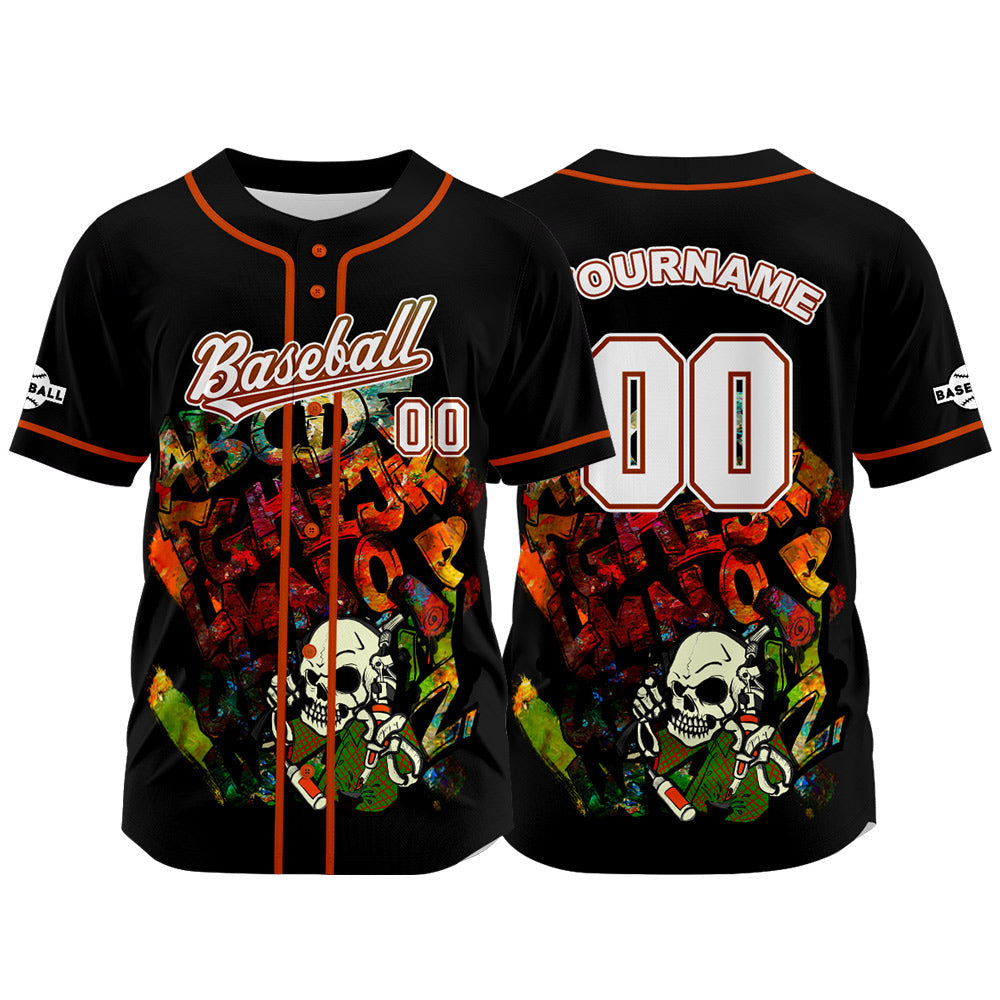 Camiseta de béisbol negra personalizada con botones para hombre mujer adulto y joven Nombre número y logotipo impresos