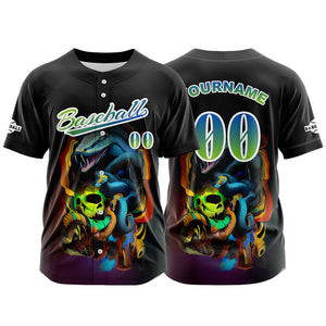 Camiseta de béisbol negra personalizada con botones para hombre mujer adulto y joven Nombre número y logotipo impresos