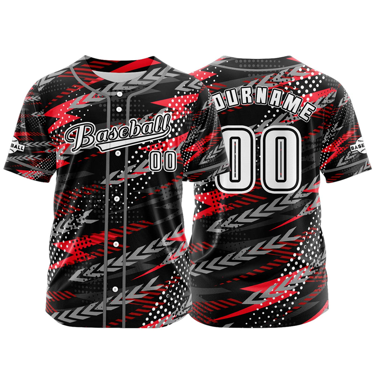 Camiseta de béisbol negra personalizada con botones para hombre mujer adulto y joven Nombre número y logotipo impresos