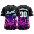 Camiseta de béisbol negra personalizada con botones para hombre mujer adulto y joven Nombre número y logotipo impresos