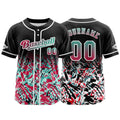 Camiseta de béisbol personalizada negra y roja con botones para hombre mujer adulto y joven Nombre número y logotipo impresos
