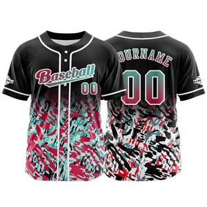 Camiseta de béisbol personalizada negra y roja con botones para hombre mujer adulto y joven Nombre número y logotipo impresos