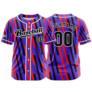 Camiseta de béisbol morada personalizada con botones para hombre mujer adulto y joven Estampado de nombre número y logotipo