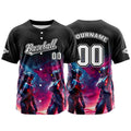 Camiseta de béisbol negra personalizada con botones para hombre mujer adulto y joven Nombre número y logotipo impresos