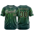 Camiseta de béisbol verde personalizada con botones para hombre mujer adulto y joven Nombre número y logotipo impresos