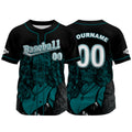 Camiseta de béisbol negra personalizada con nombre número y logotipo personalizados